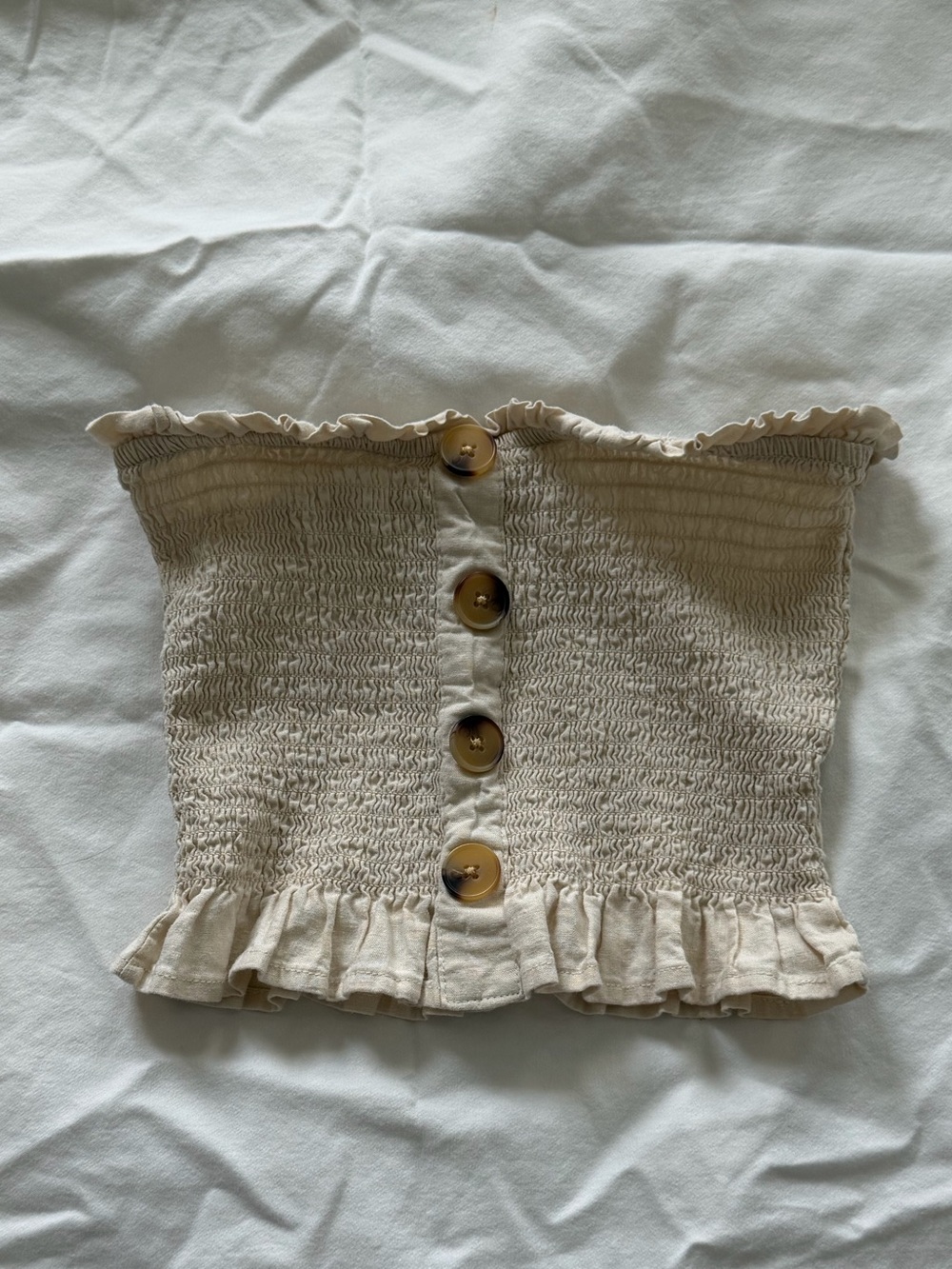 LA Hearts Cream Smocked Strapless Tube Top